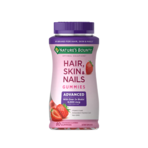 Découvrez NATURE’S BOUNTY Optimal Solutions Advanced Bonbons Gélifiés Goût Fraise 2X Biotine Vitamines A